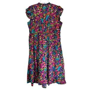 NEW Bloomchic Floral Smocked Neck Flutter Sleeve Dress Size 18 - 20 UK 22 - 24